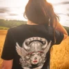 Woman wearing the DROW Rebel Valkyrie T-Shirt - Back View